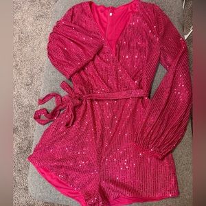 Pink, Sparkley, Glam Romper, Size L, Never Worn